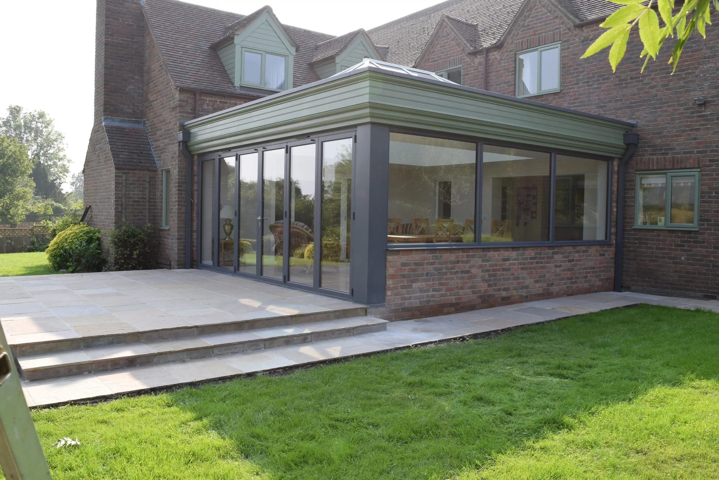 Completed garden room with large glazed doors